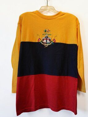 Vintage St. Tropez Normandie Nautical Colorblock Long Sleeve Shirt